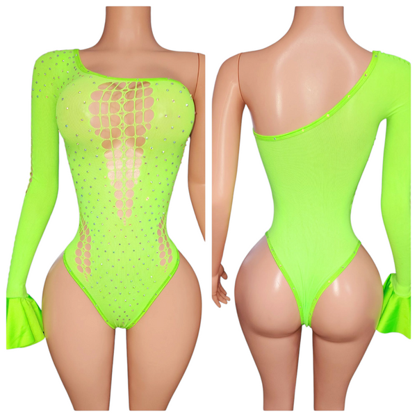 One sleeve/one shoulder romper