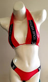 BK121- LOUIS VUITTON RED Tri Top Designer Branded Bikini