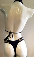 BK121- CHANEL BLACK Tri Top Designer Branded Bikini
