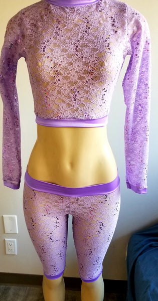 CAP102-Lace Capri Set (Long sleeve top) – HotGirlDancewearAZ